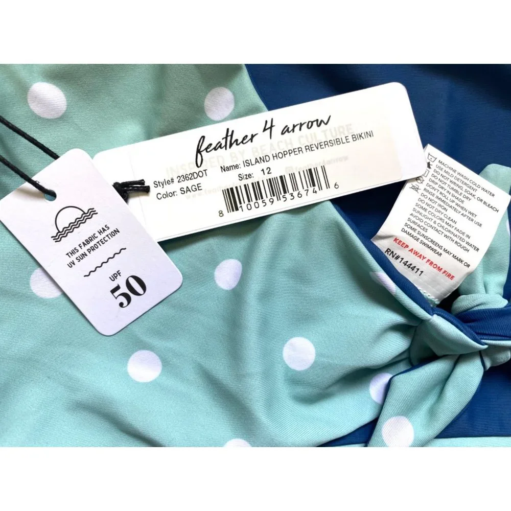Feather 4 Arrow Kids' Island Hopper Reversible Swimsuit Bikini Top NEW WITH TAGS